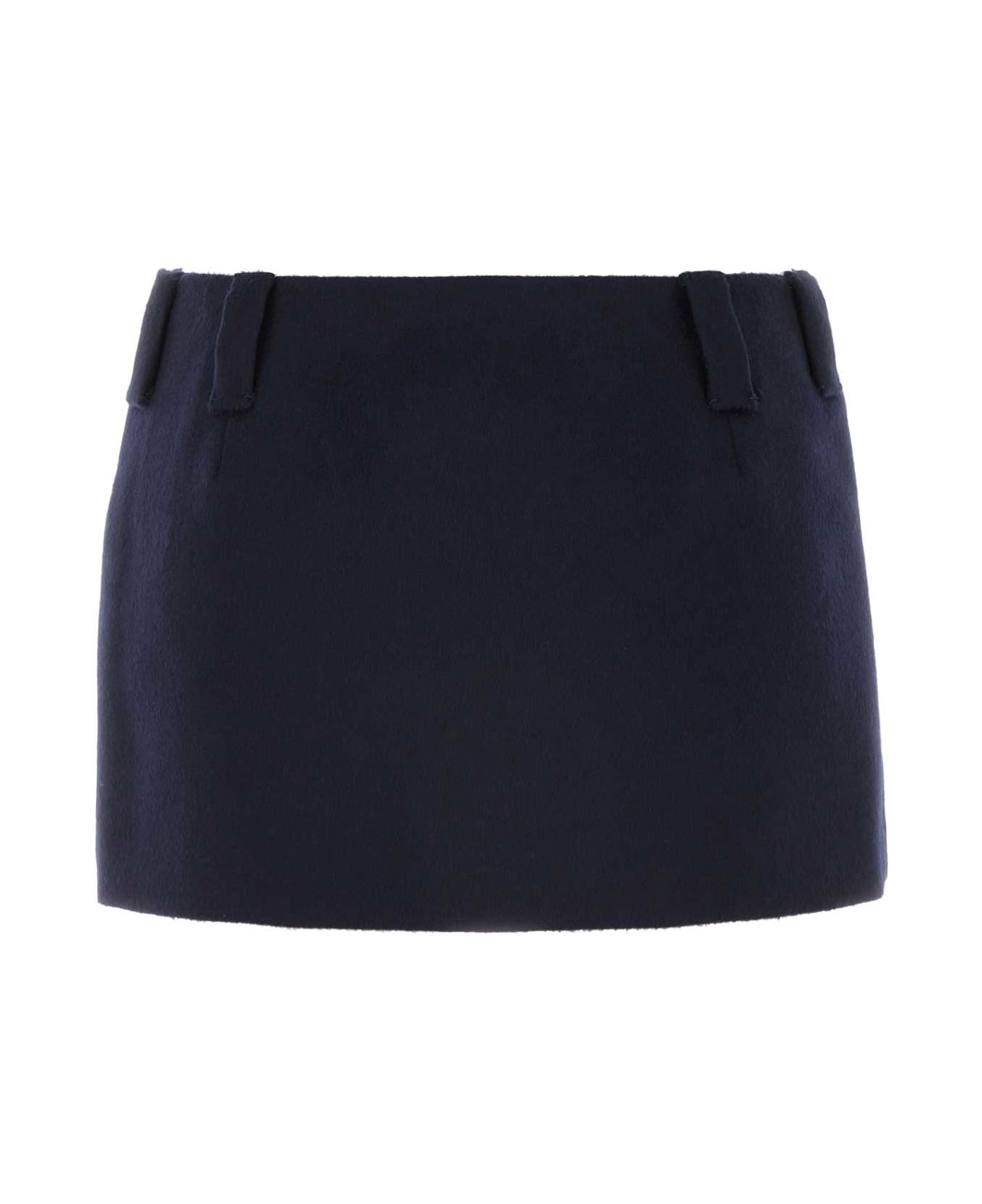 Dark Blue Wool Blend Mini Skirt - 2