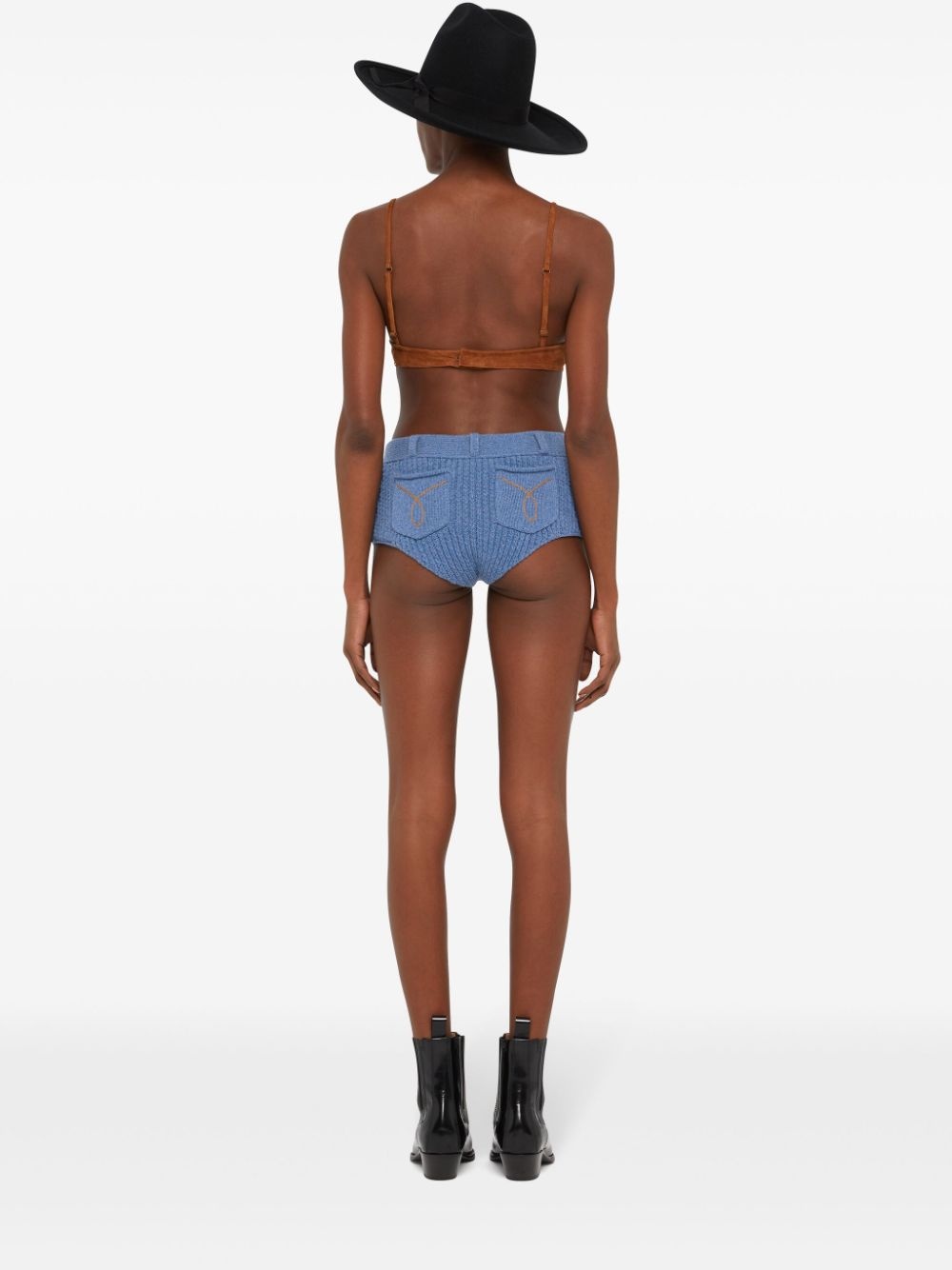 knitted high-waisted shorts - 5