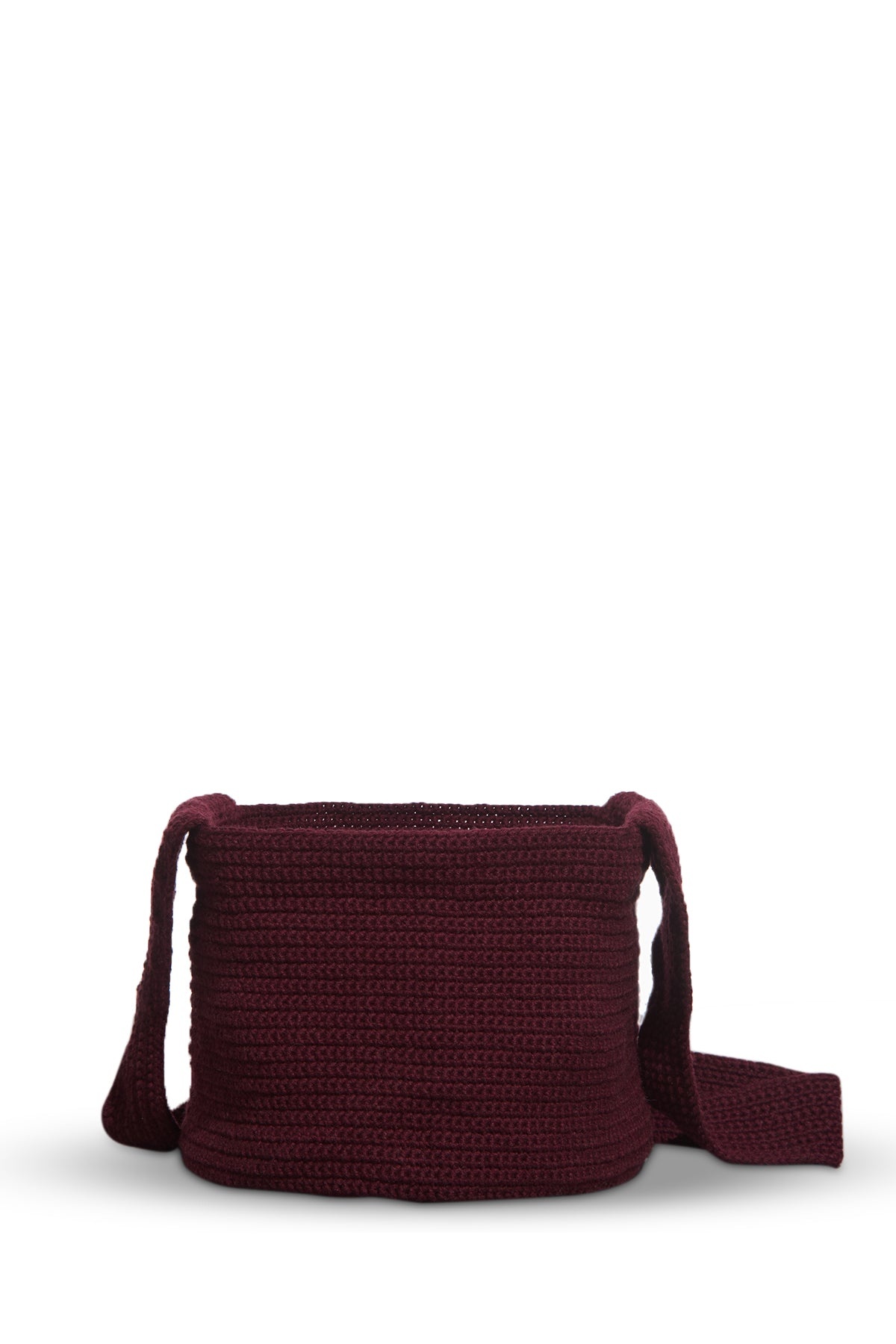 Crossover Knit Bag in Bordeaux Cashmere - 4
