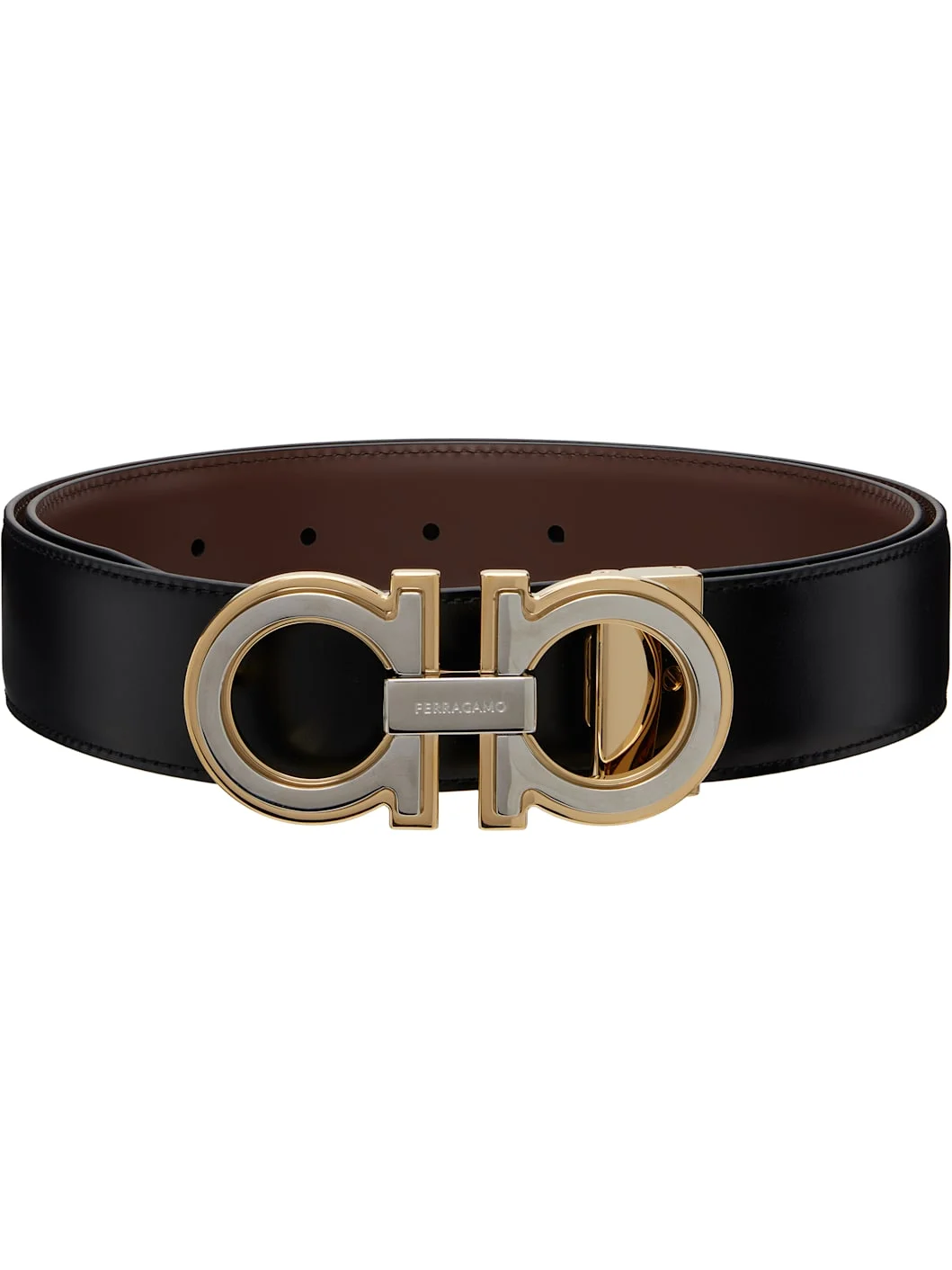 Black Reversible & Adjustable Gancini Belt - 1