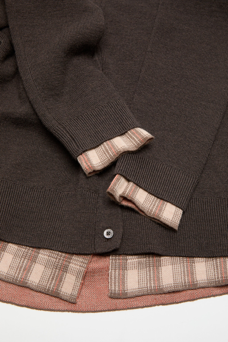 Layered wool cardigan - Dark brown 4