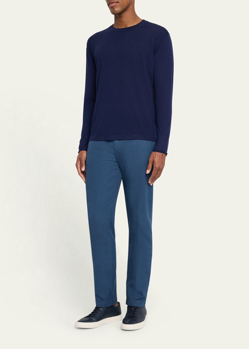 massimo alba Men's Cotton-Linen Flat-Front Trousers outlook