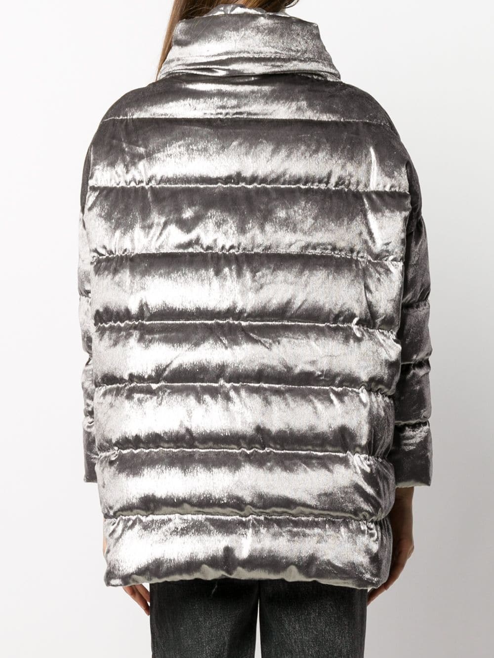 metallic-finish puffer jacket - 4