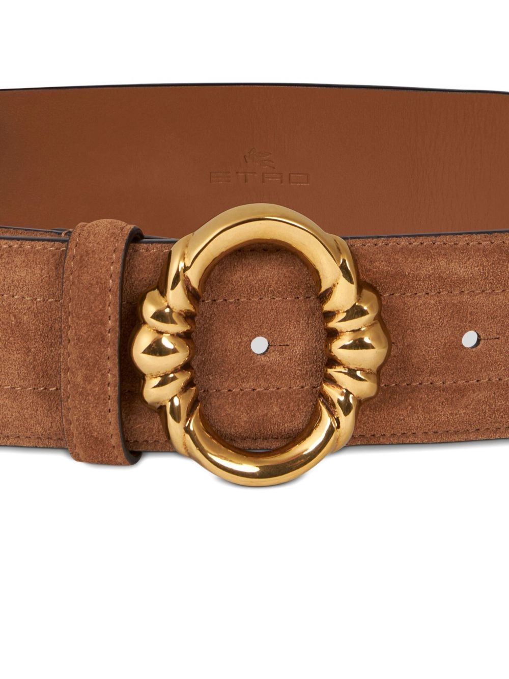 oval-buckle suede belt - 2