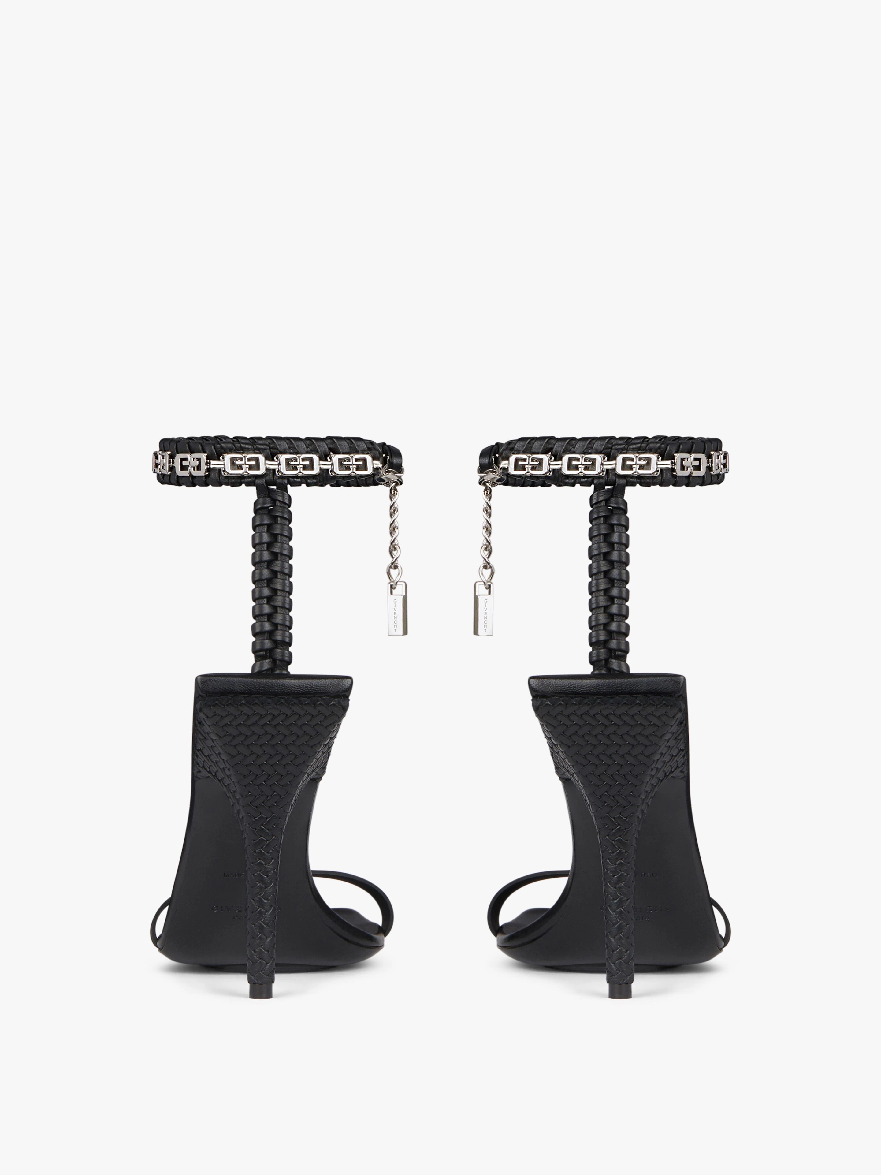 G WOVEN SANDALS IN BRAIDED LEATHER WITH CHAIN - 7