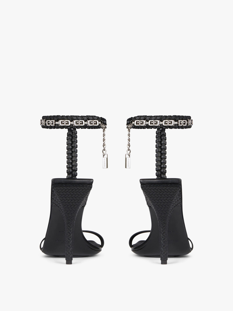 G WOVEN SANDALS IN BRAIDED LEATHER WITH CHAIN 7