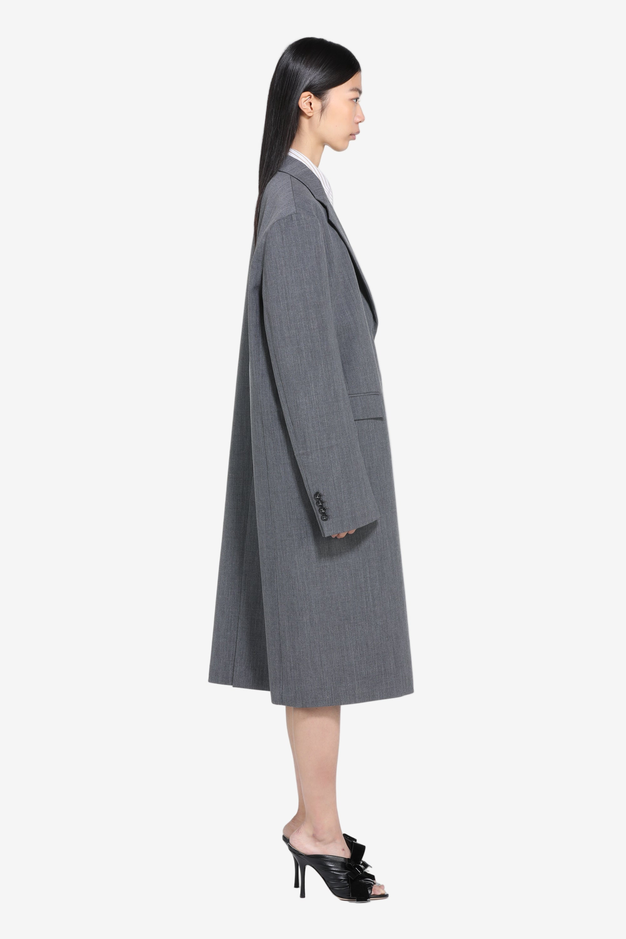 LONG COAT WITH SHOULDER PADS - 3