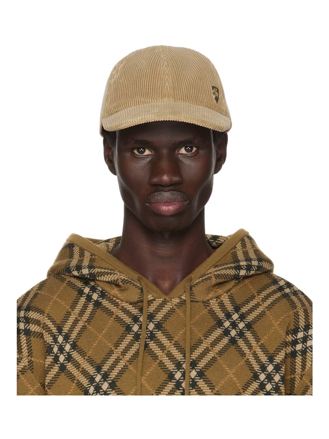 Beige Corduroy Baseball Cap - 1