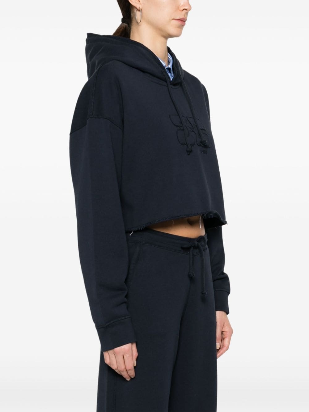 logo-embroidered organic cotton hoodie - 3