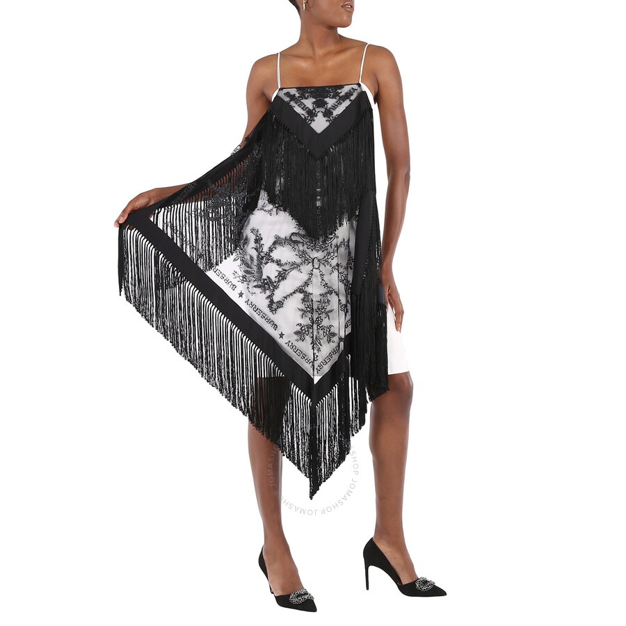 Burberry Ladies Snow Tasselled Tulle-overlay Twill Dress - 4