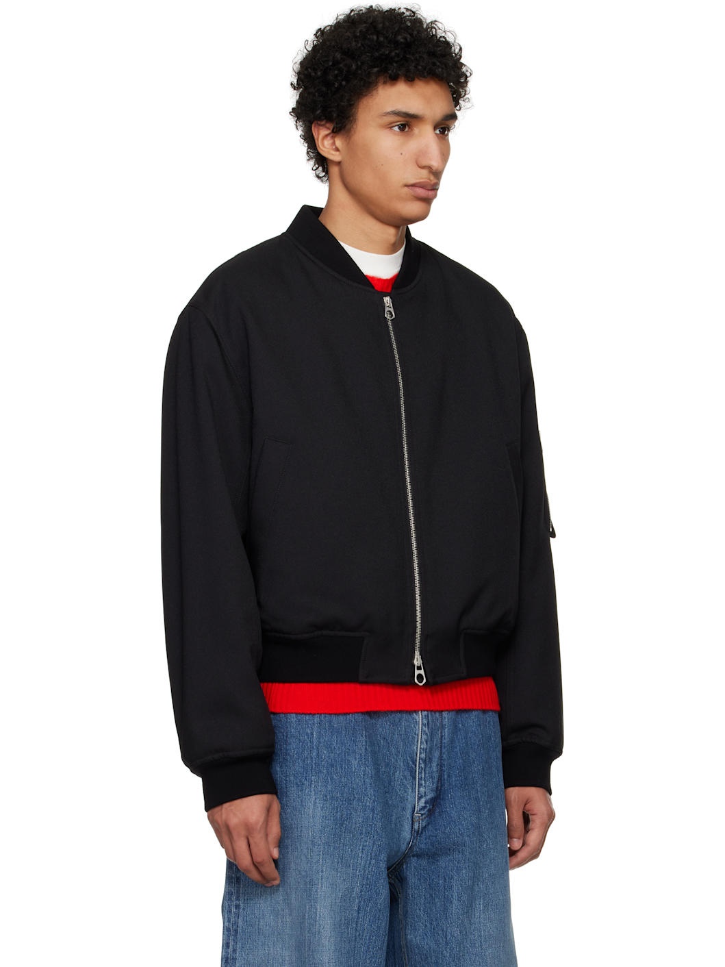 Black Padded Bomber Jacket - 2