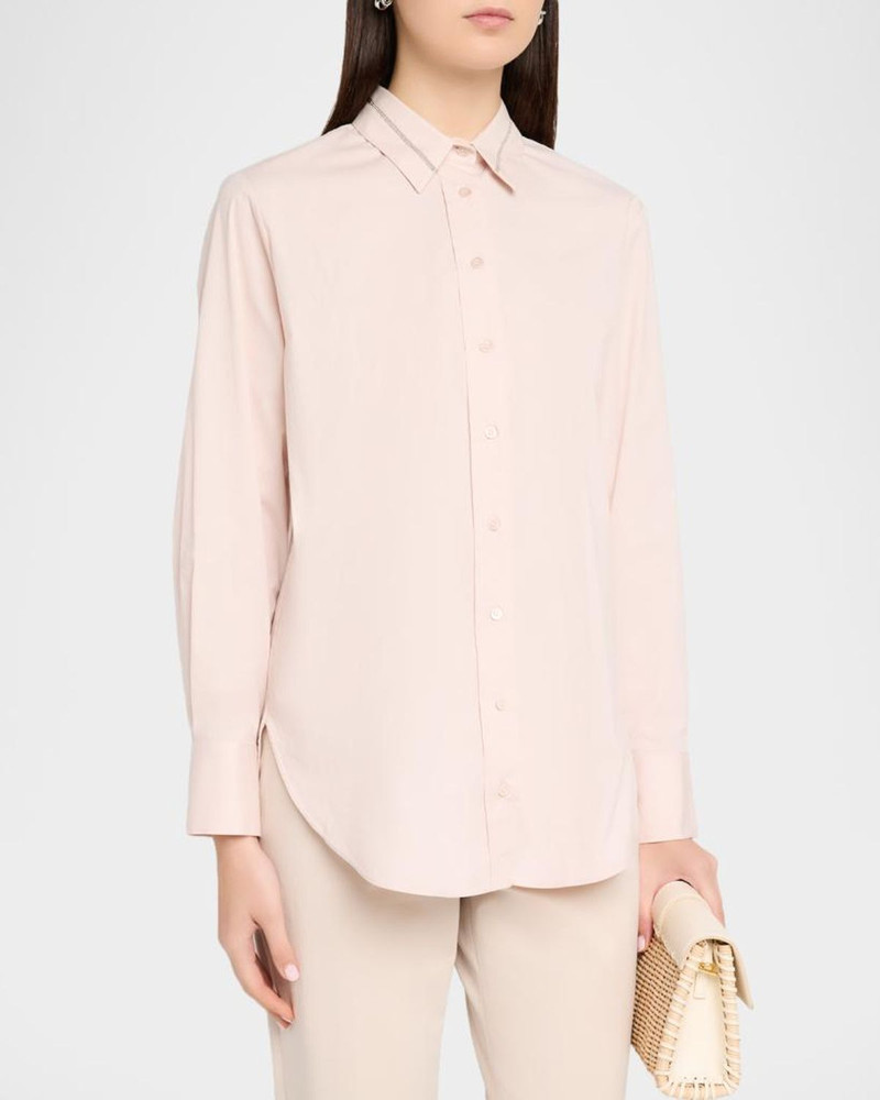 Chain-Trim Stretch Cotton Shirt 4