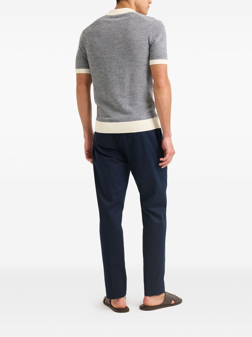 contrast-band short-sleeve polo shirt - 3