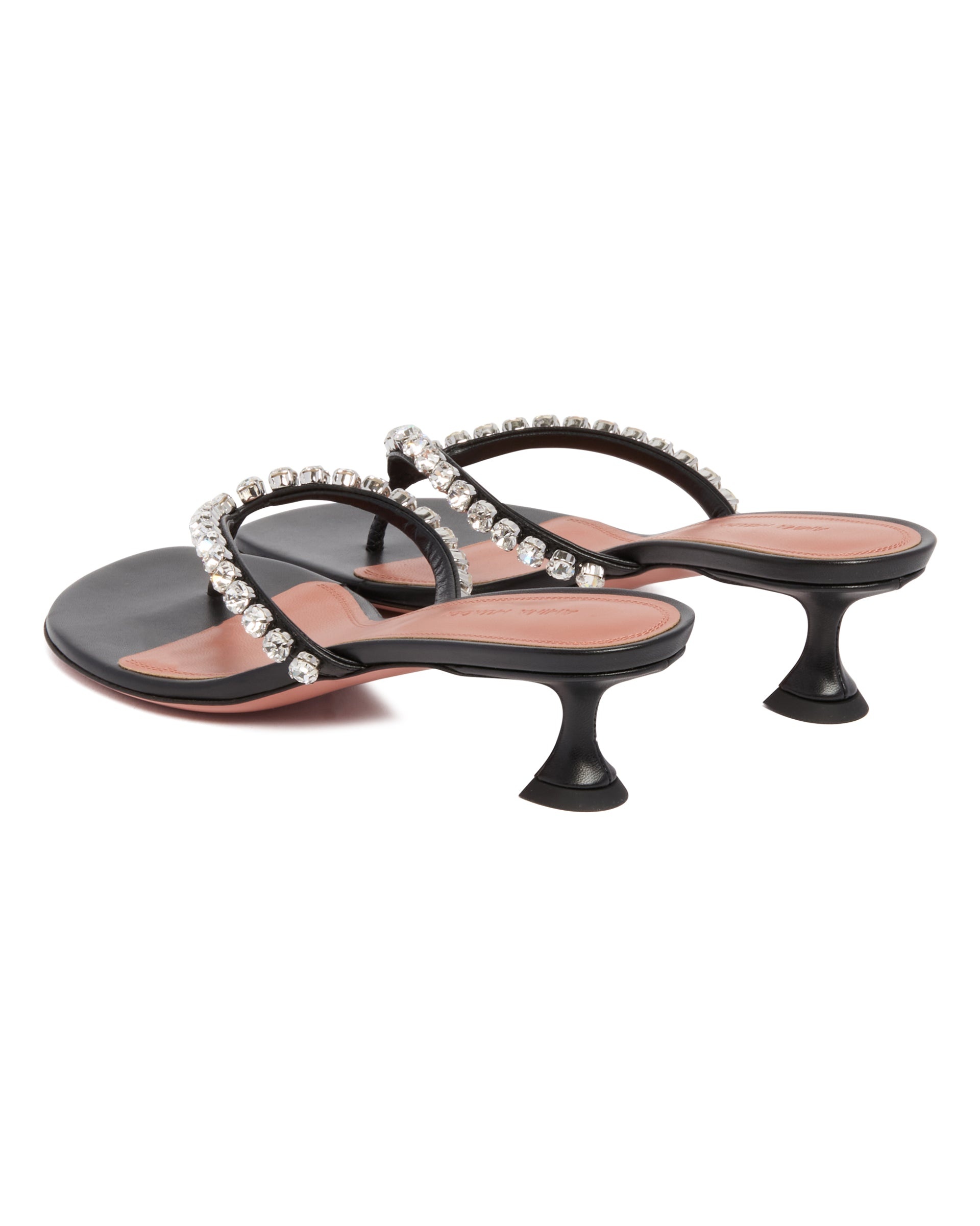 Black Crystal-Embellished Thong Sandals - 5