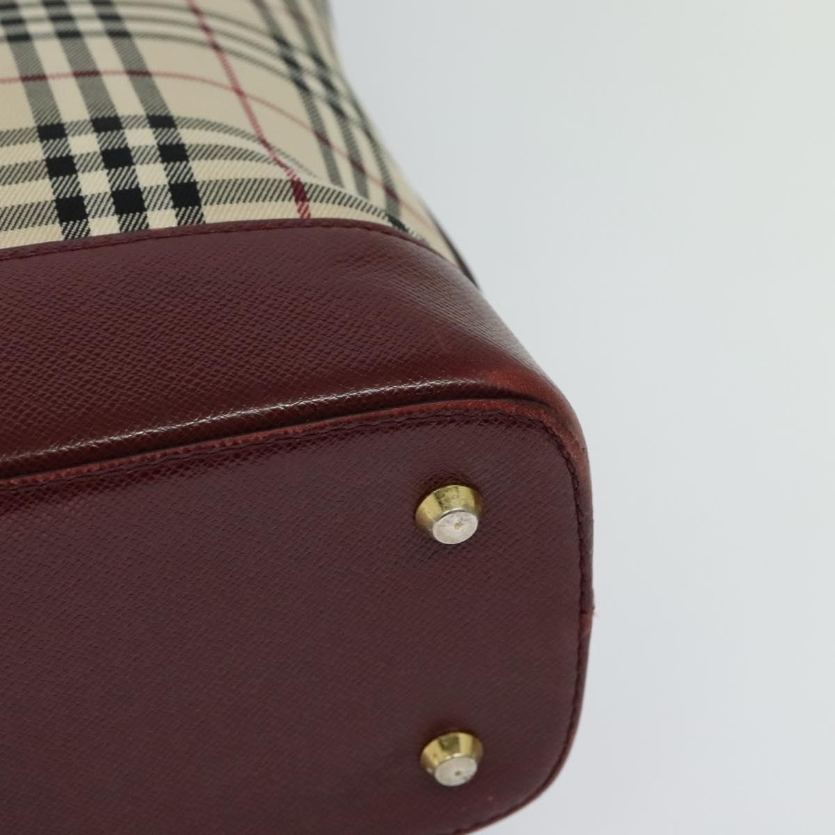 Burberry Nova Check Tote Bag Canvas Leather Beige Red Gold - 13