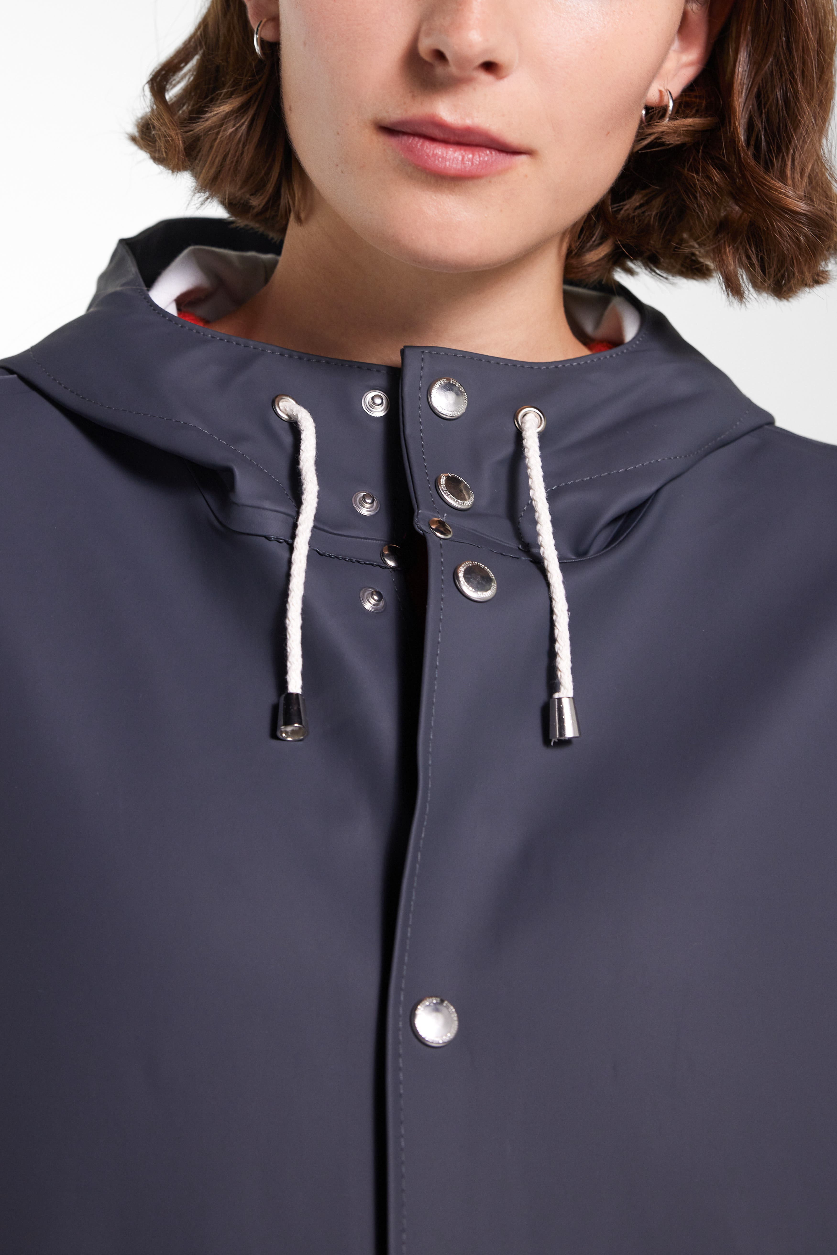 Stutterheim Stockholm Long Sleeve Hooded Raincoat in Charcoal at Nordstrom - 5