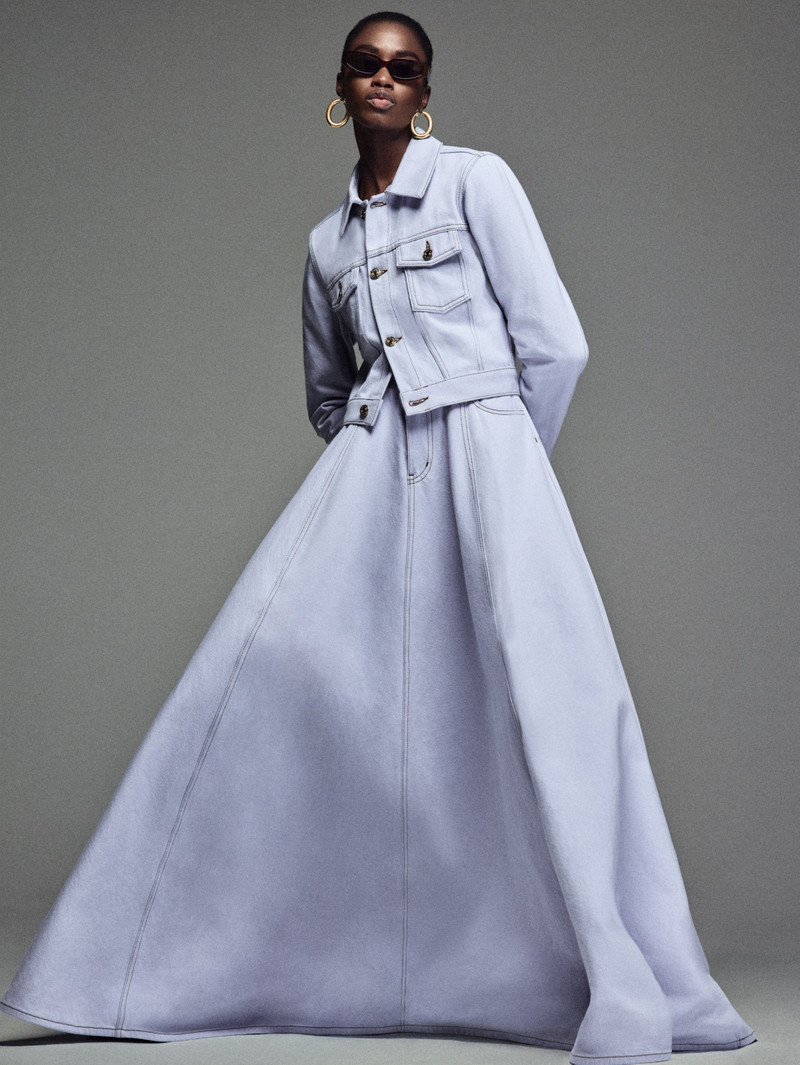 FRAME The Denim Ball Skirt in Celeste outlook