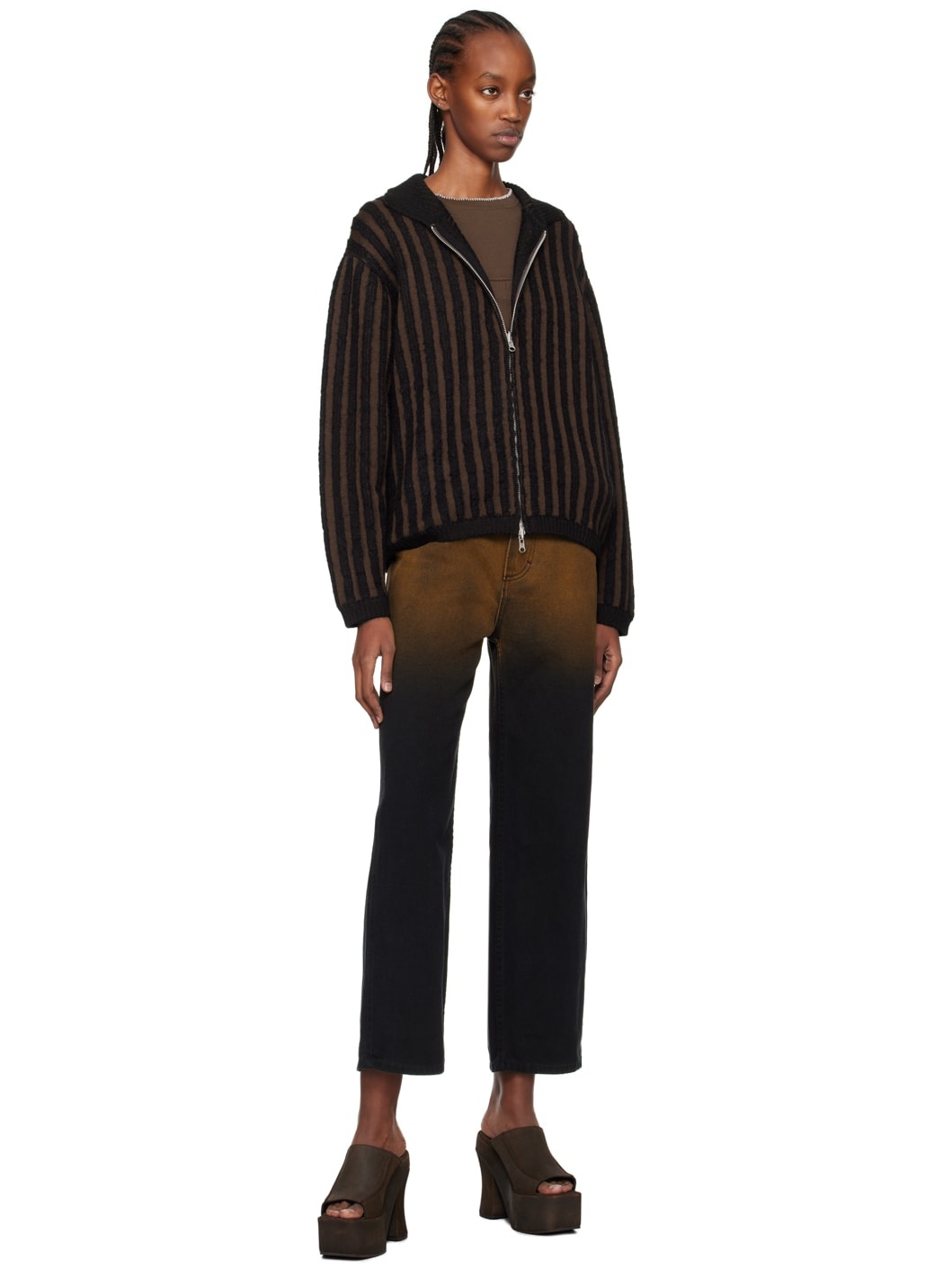 Brown Frame Mules - 5