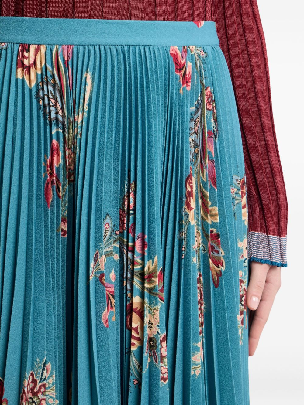 pleated floral-print midi skirt - 5