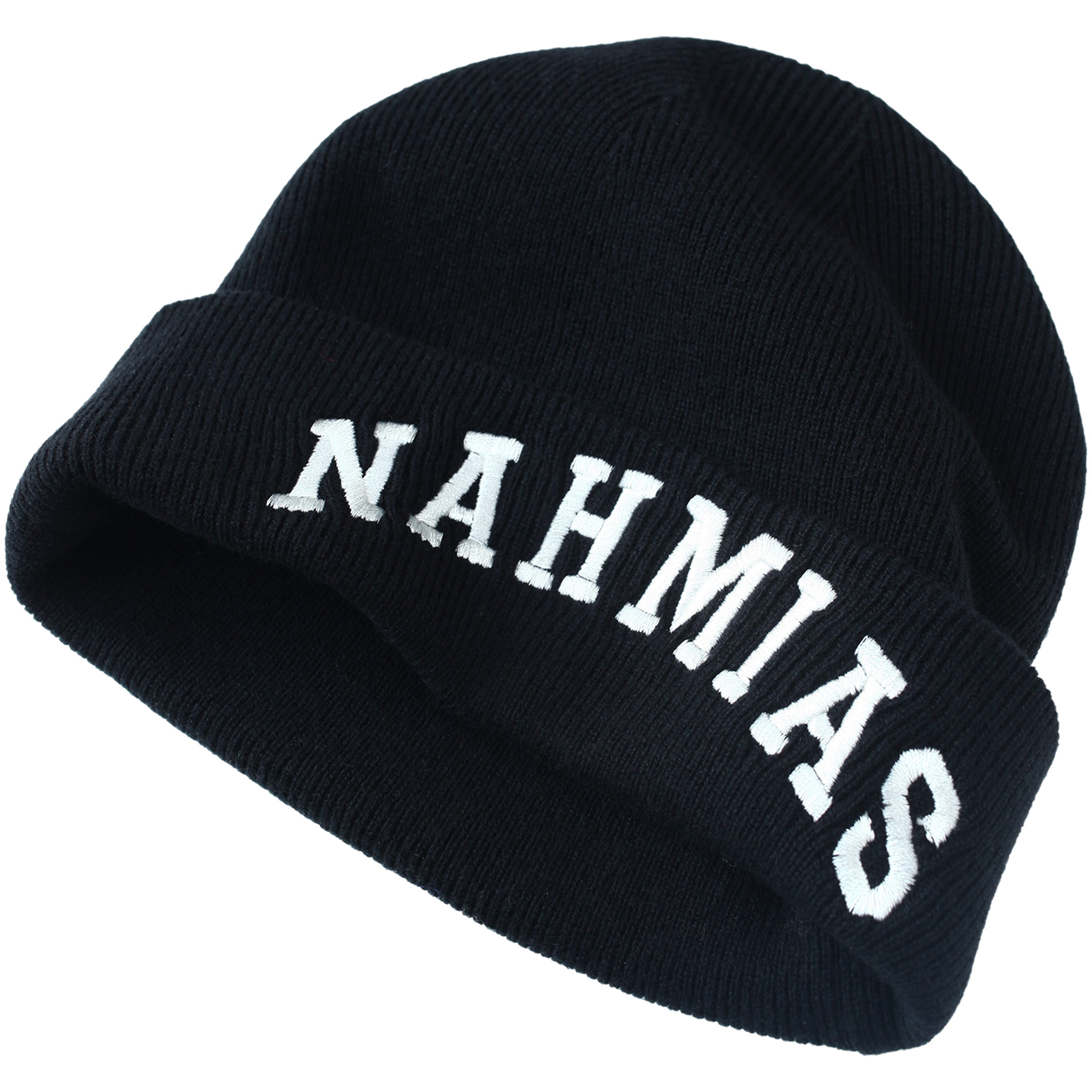 BLACK LOGO BEANIE - 1