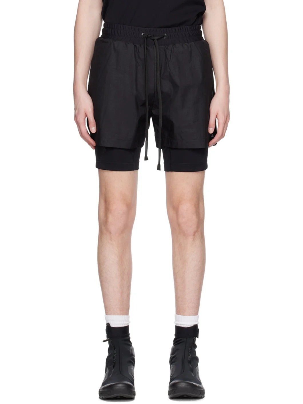 Black Layered Track Shorts - 1