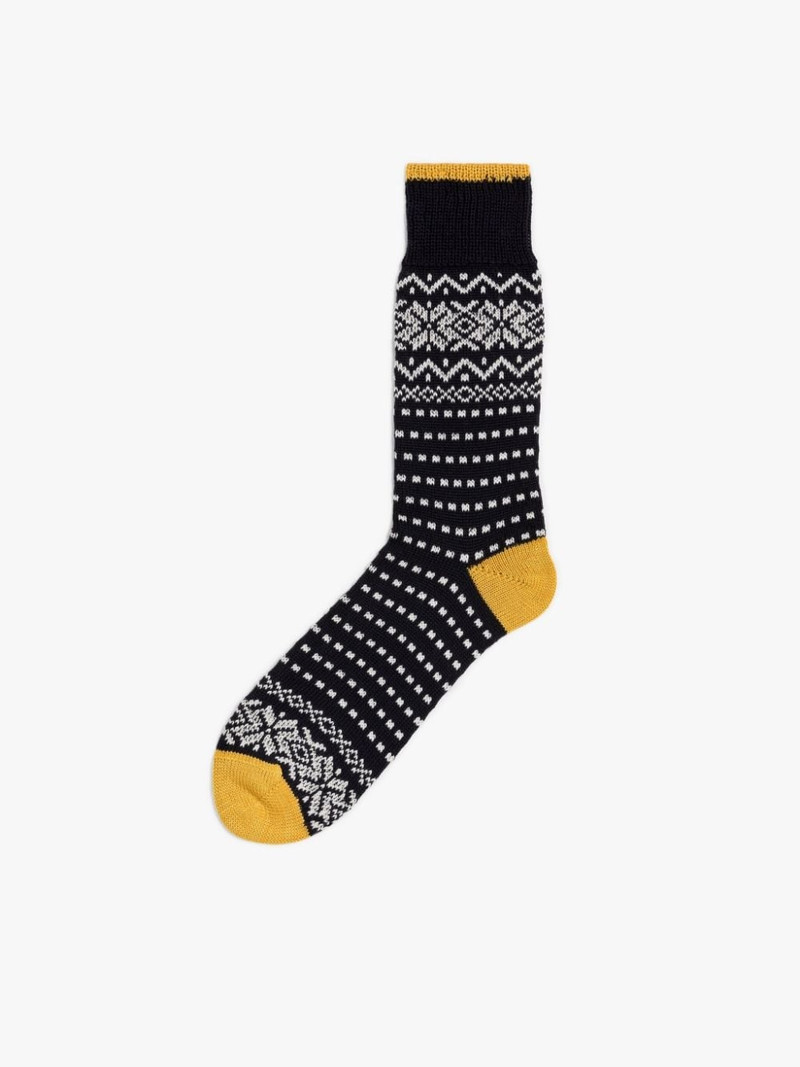 NAVY MERINO WOOL FAIR ISLE SOCKS 1
