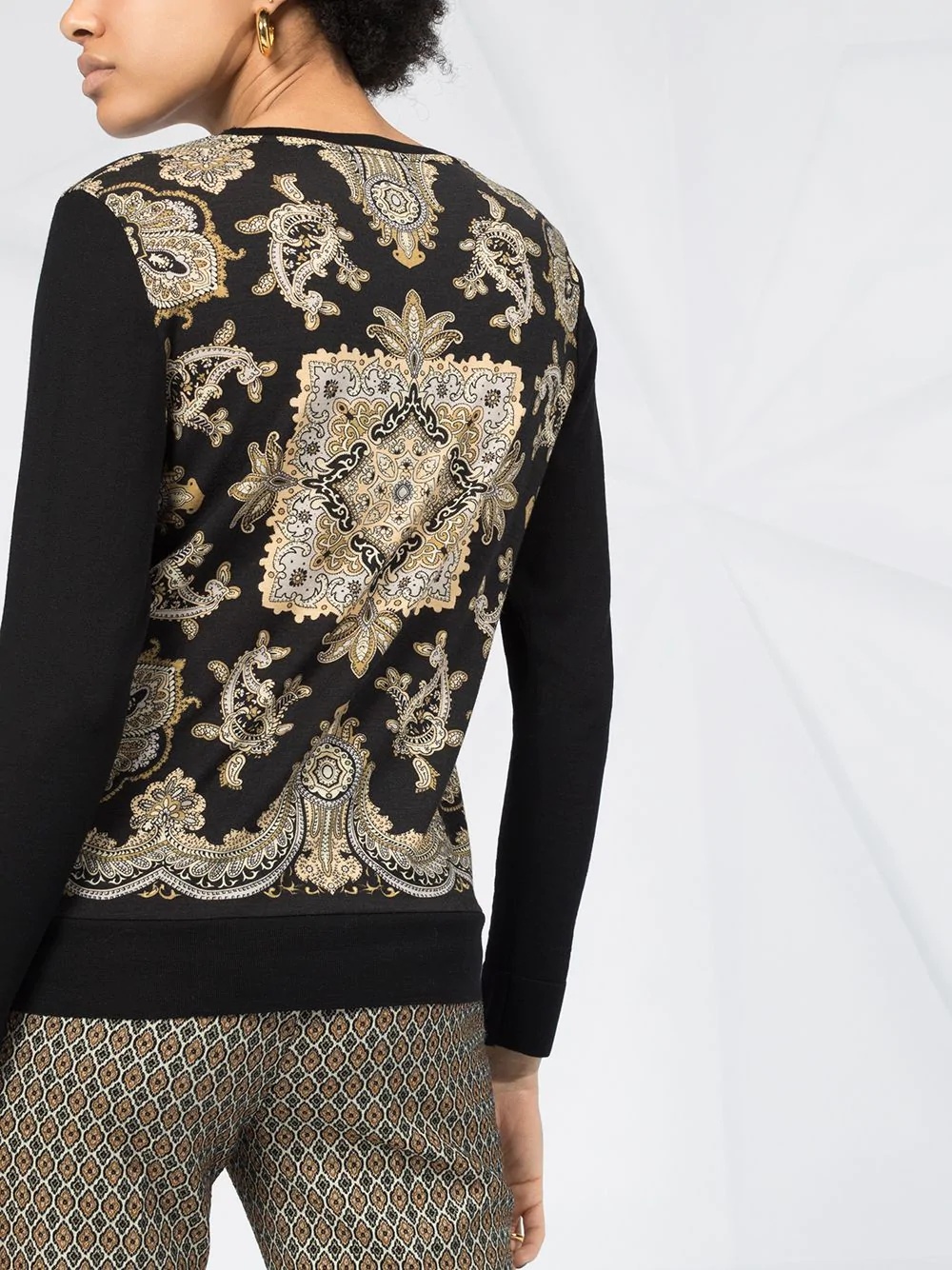 paisley print jersey jumper - 3