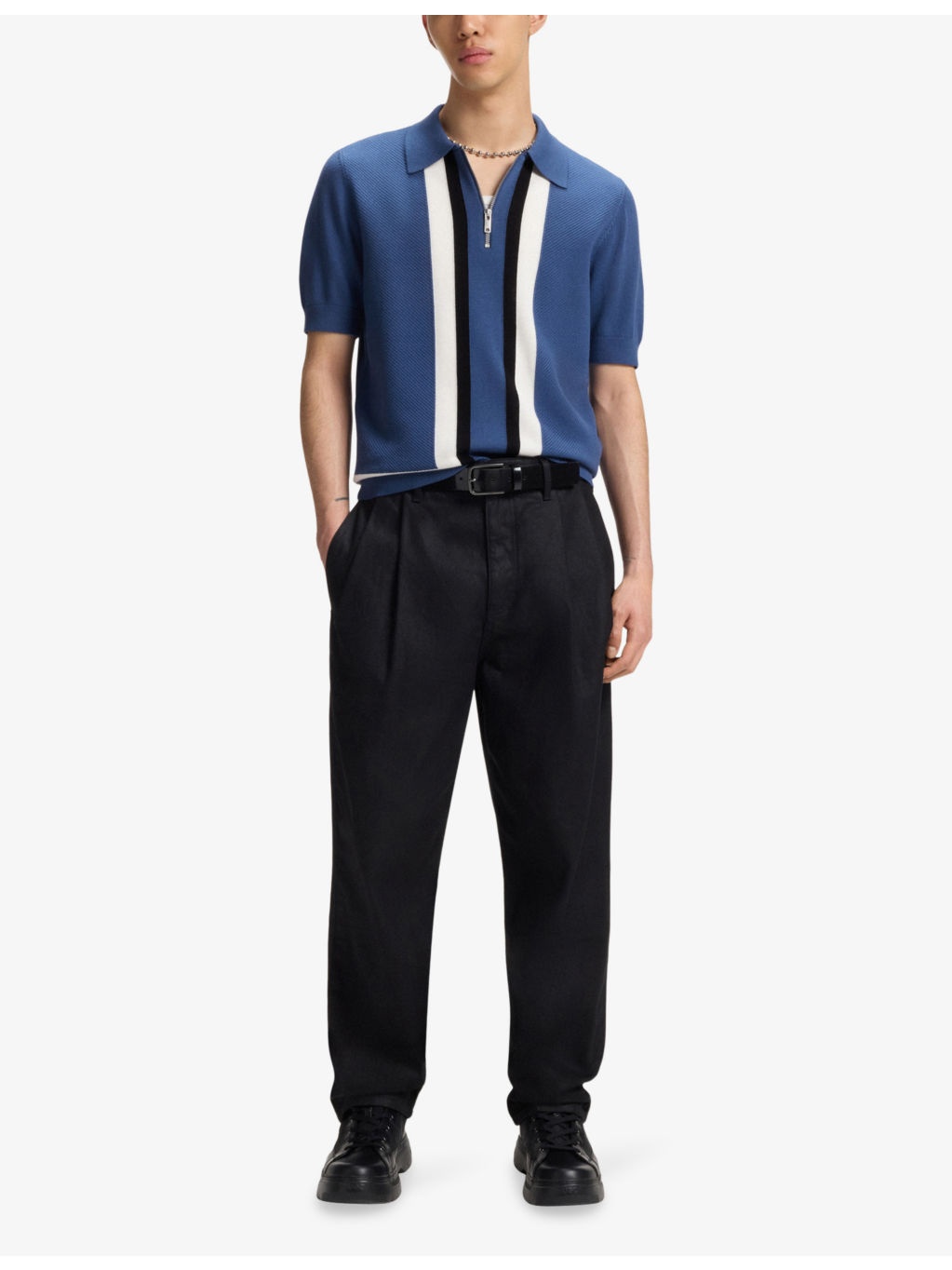 Striped Regular-Fit Short-Sleeve Knitted Polo - 2