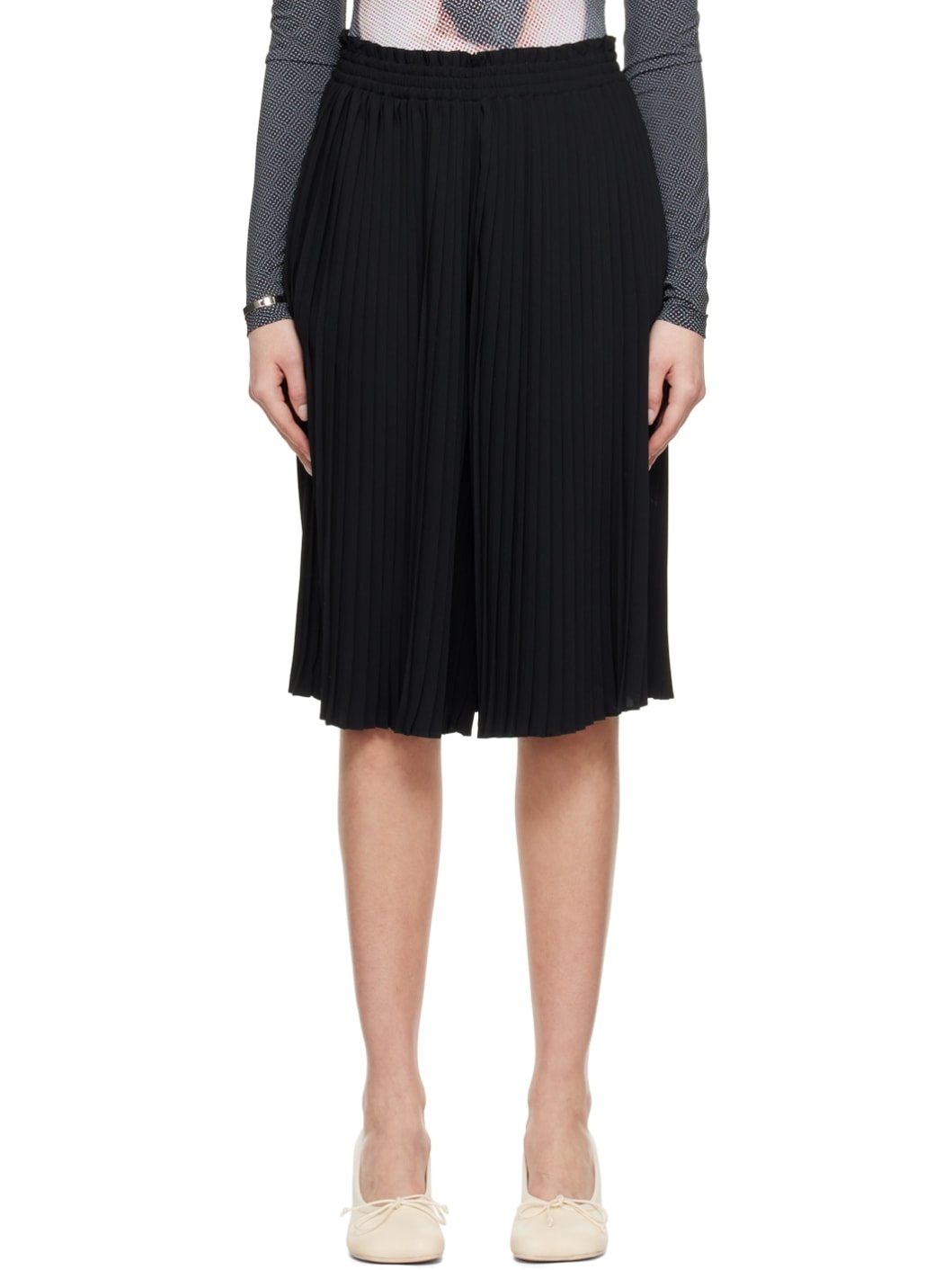 Black Pleated Shorts - 1