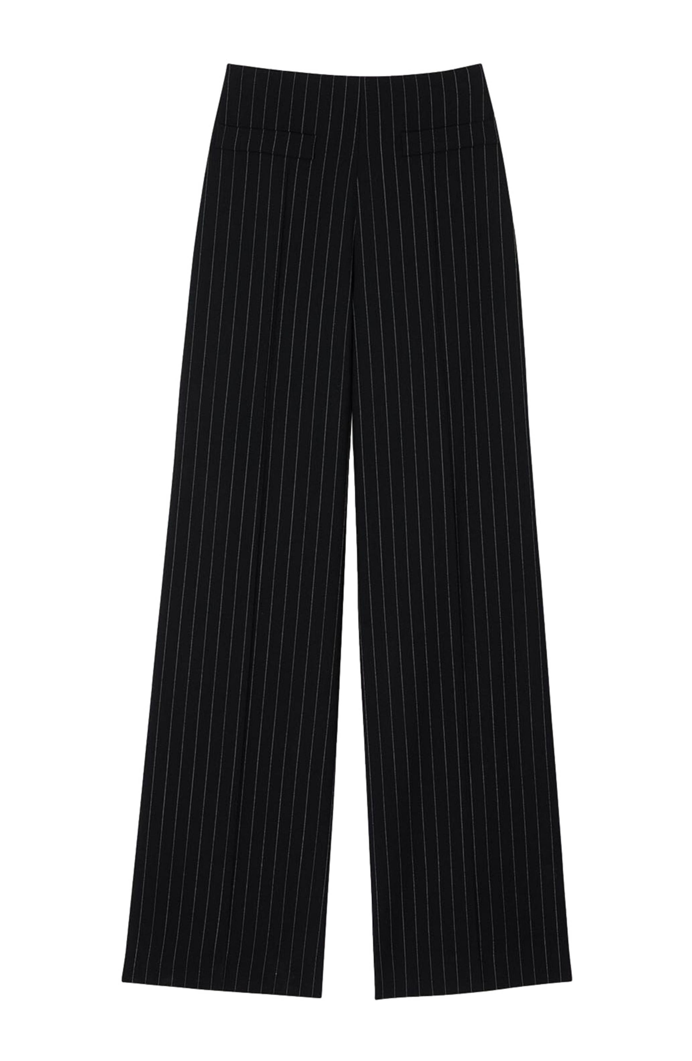 SANDRO Chalk-striped straight-leg trousers in Black at Nordstrom - 5