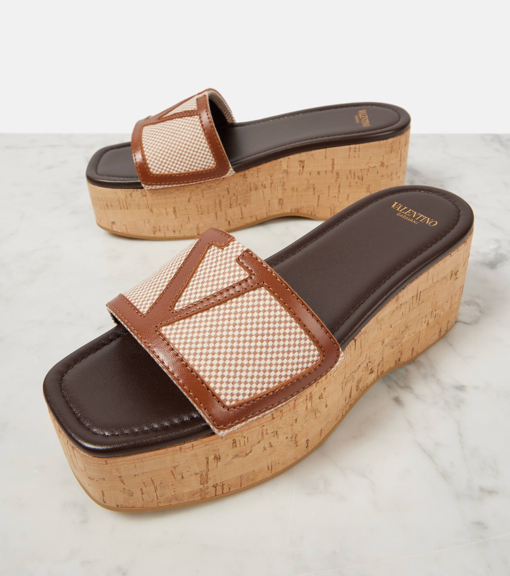Viva Superstar leather-trimmed canvas slides - 5