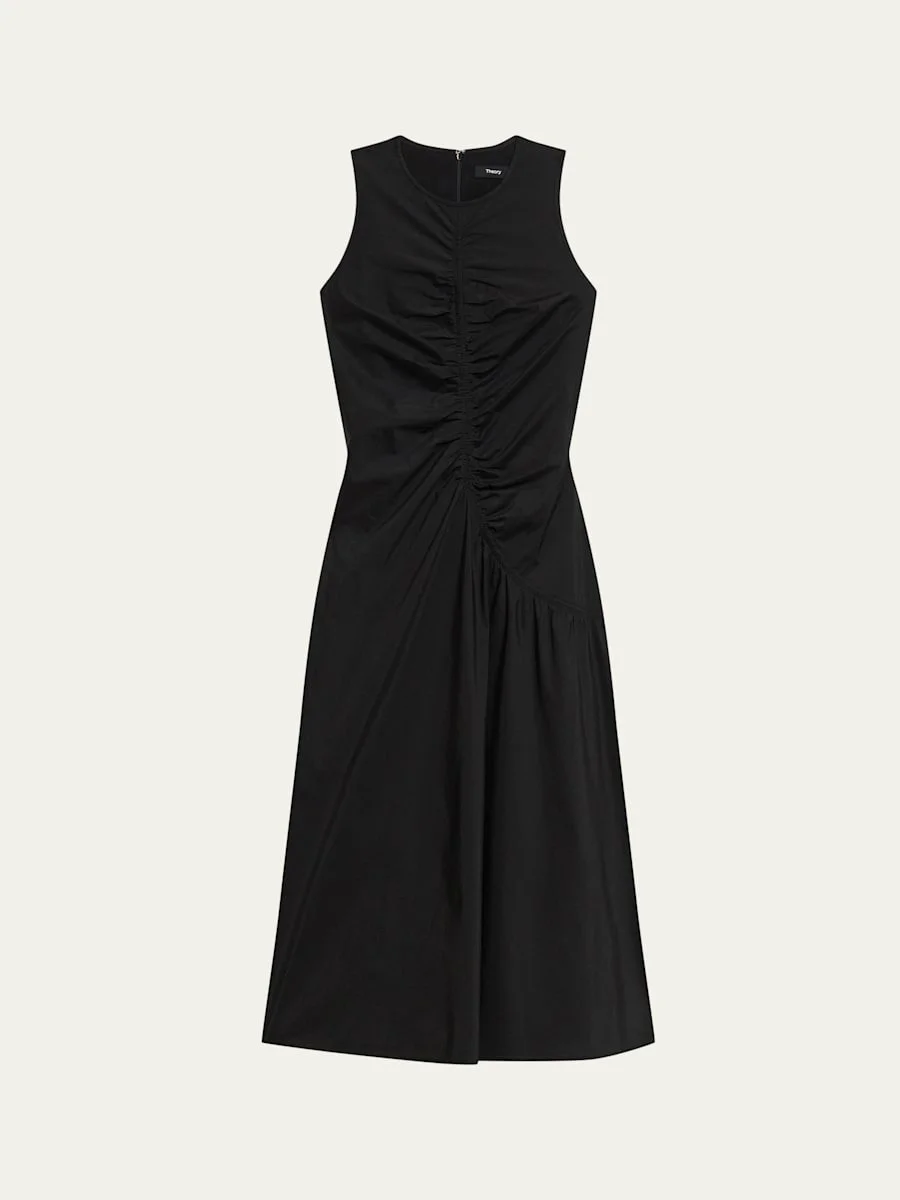 Asymmetric Ruched Tank Dress - 1