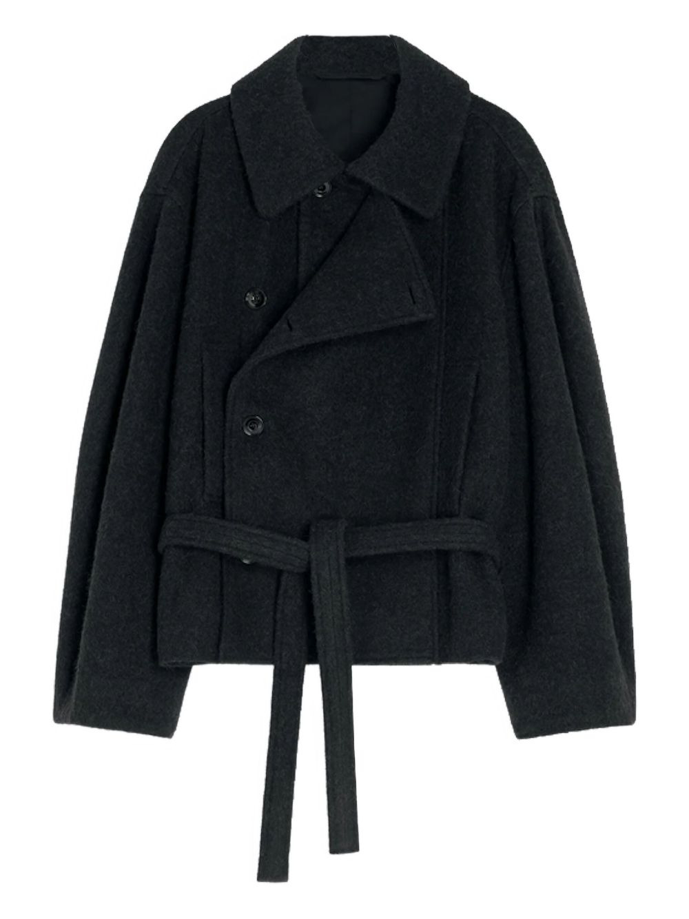 belted double-breasted coat - 1