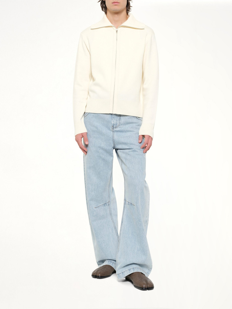 Knit Zip Up Jacket in Ivory 4