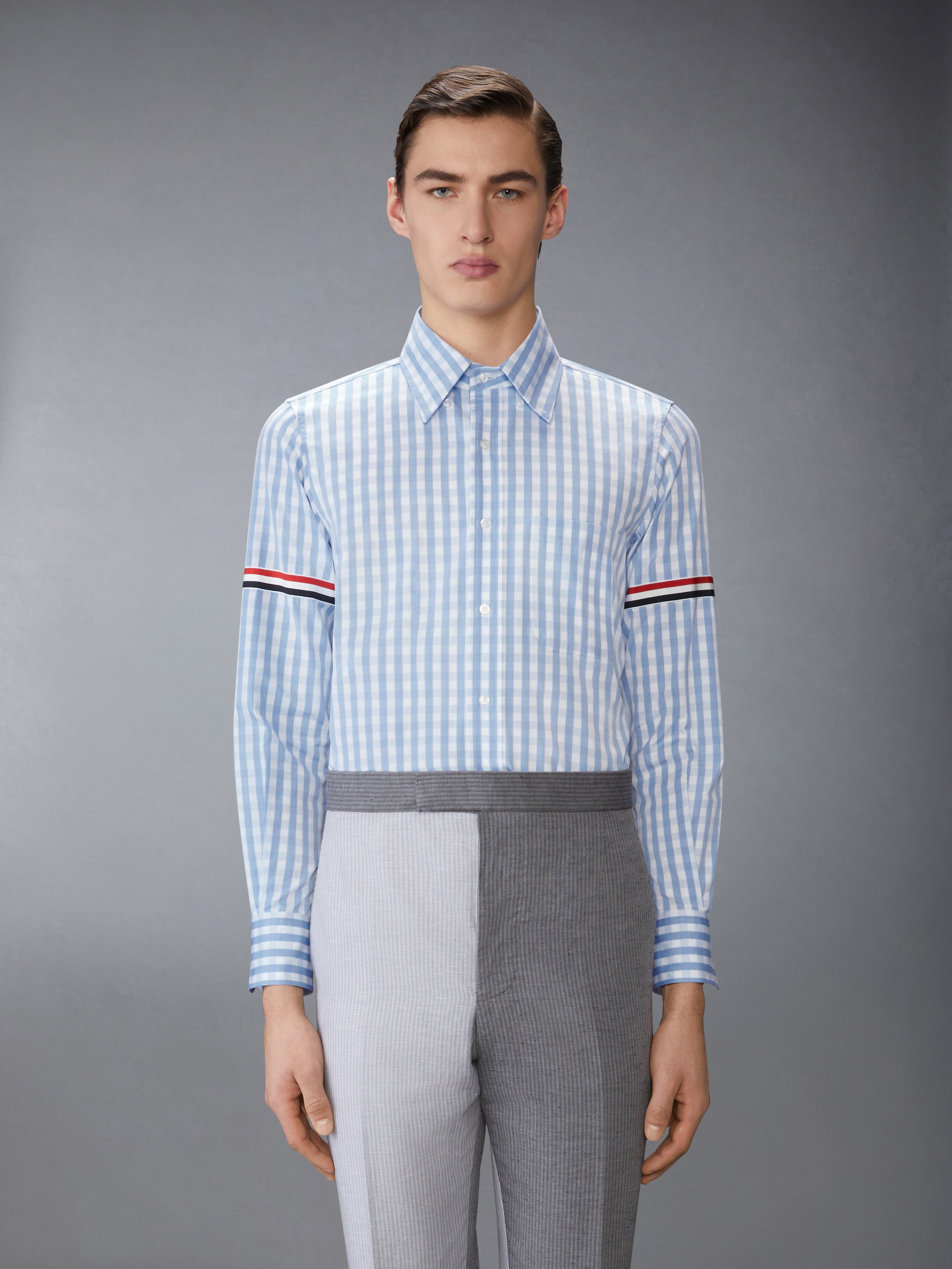 GINGHAM CHECK POPLIN ARMBAND SHIRT - 2