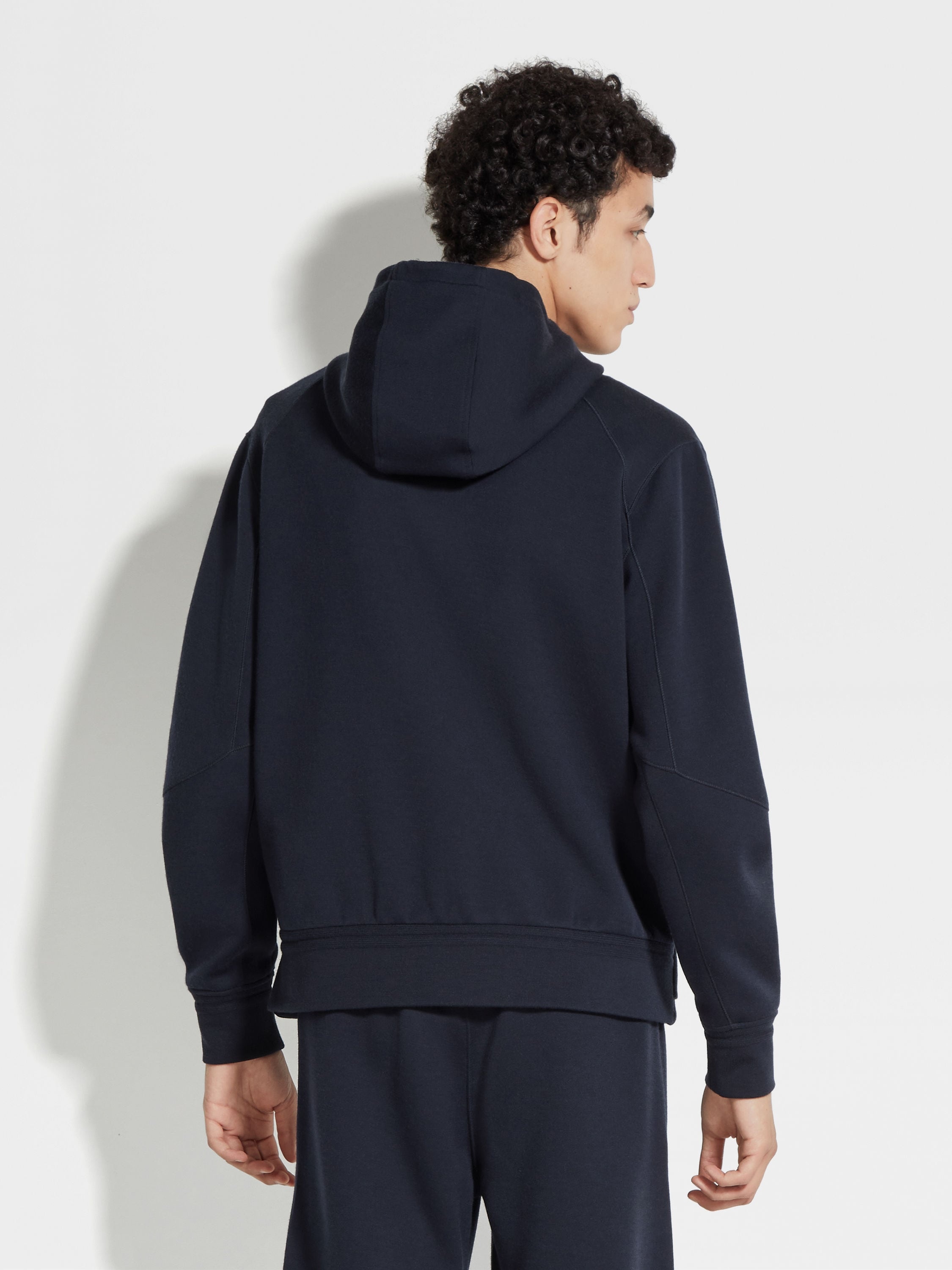 NAVY BLUE HIGH PERFORMANCE™ WOOL BLEND HOODIE - 5