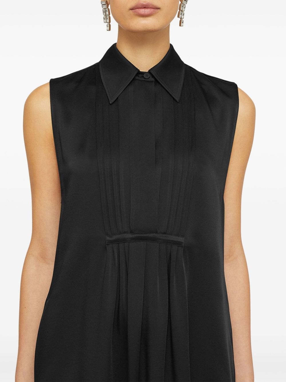 classic-collar satin-finish dress - 6