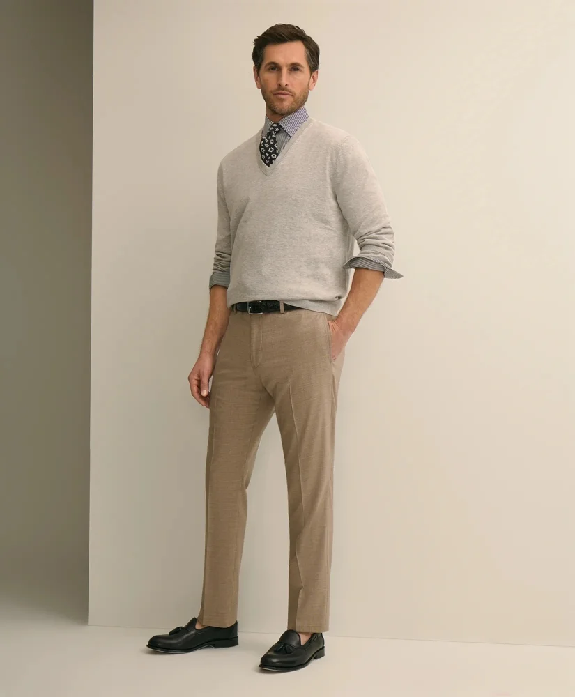 Classic Fit Wool Blend Plain Front 1818 Trousers - 1