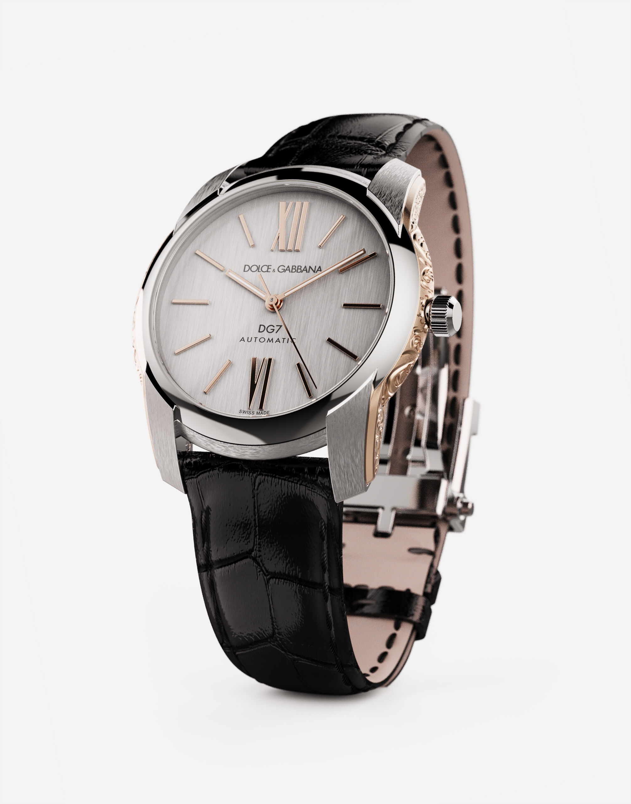 DG7 watch in steel with engraved side decoration in gold - 3