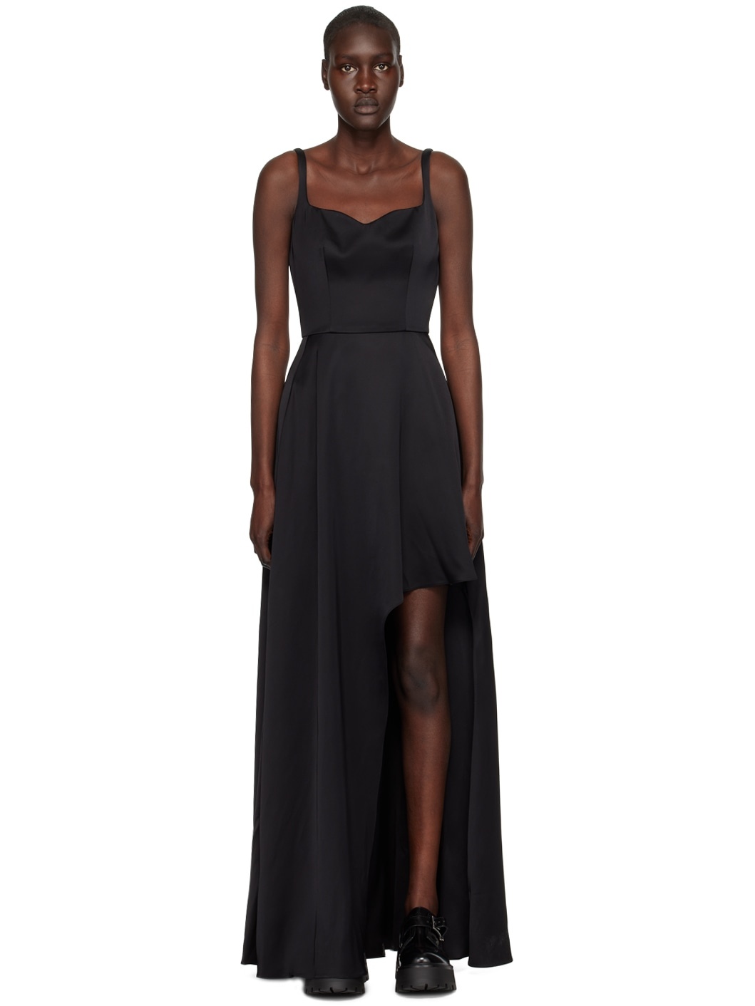 Black Asymmetric Maxi Dress - 1