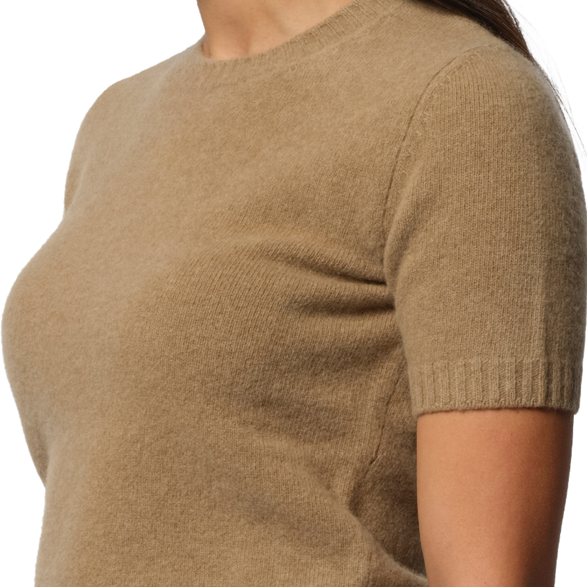 Lambswool Short Sleeve Sweater in Beige - 3