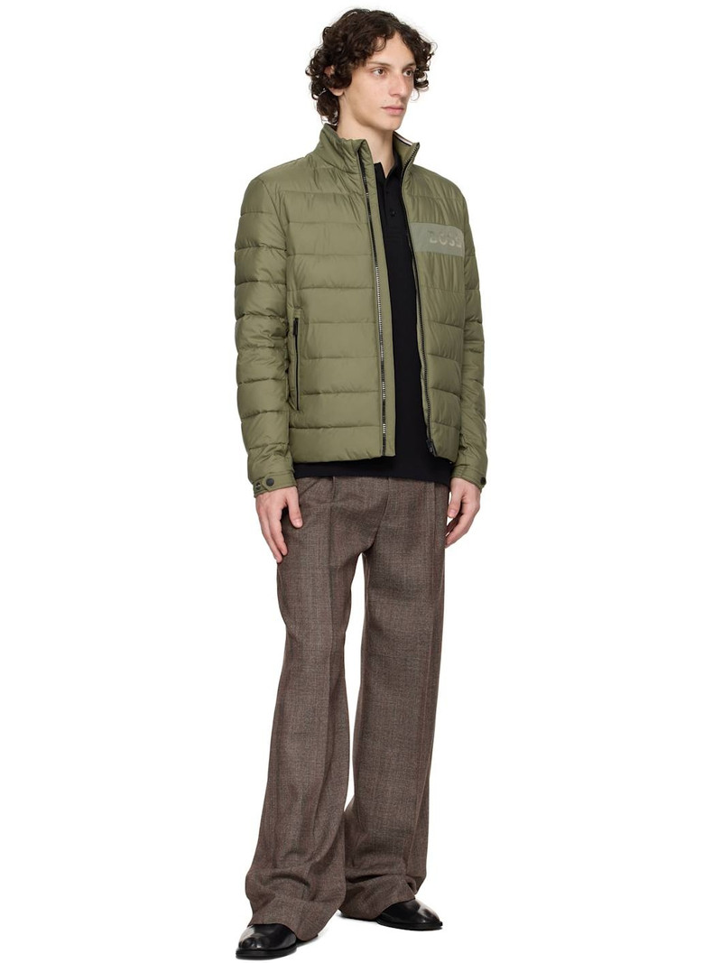 BOSS Khaki Water-Repellent Regular-Fit Logo Puffer Jacket outlook