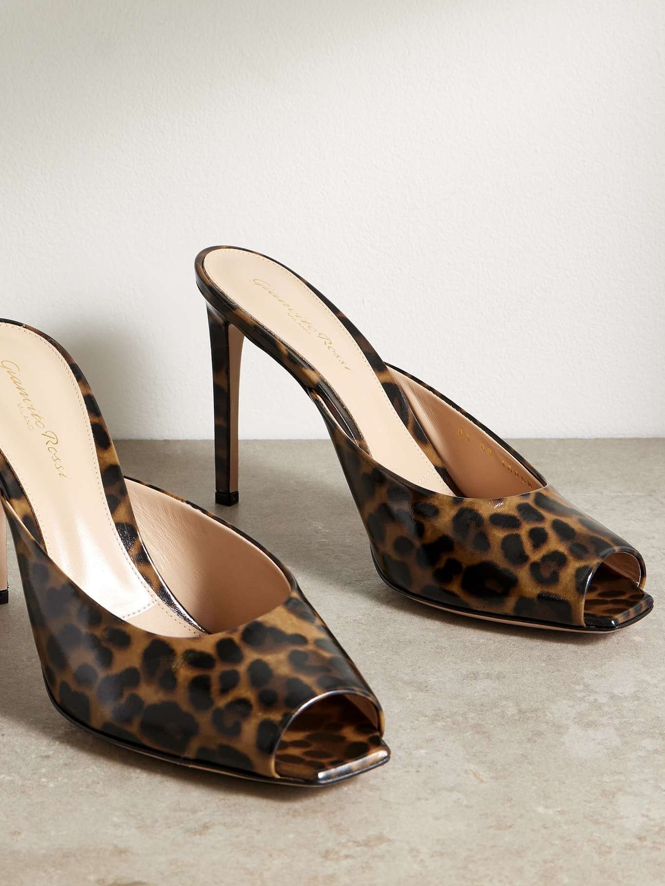 Ethel 95 leopard-print glossed-leather mules - 4