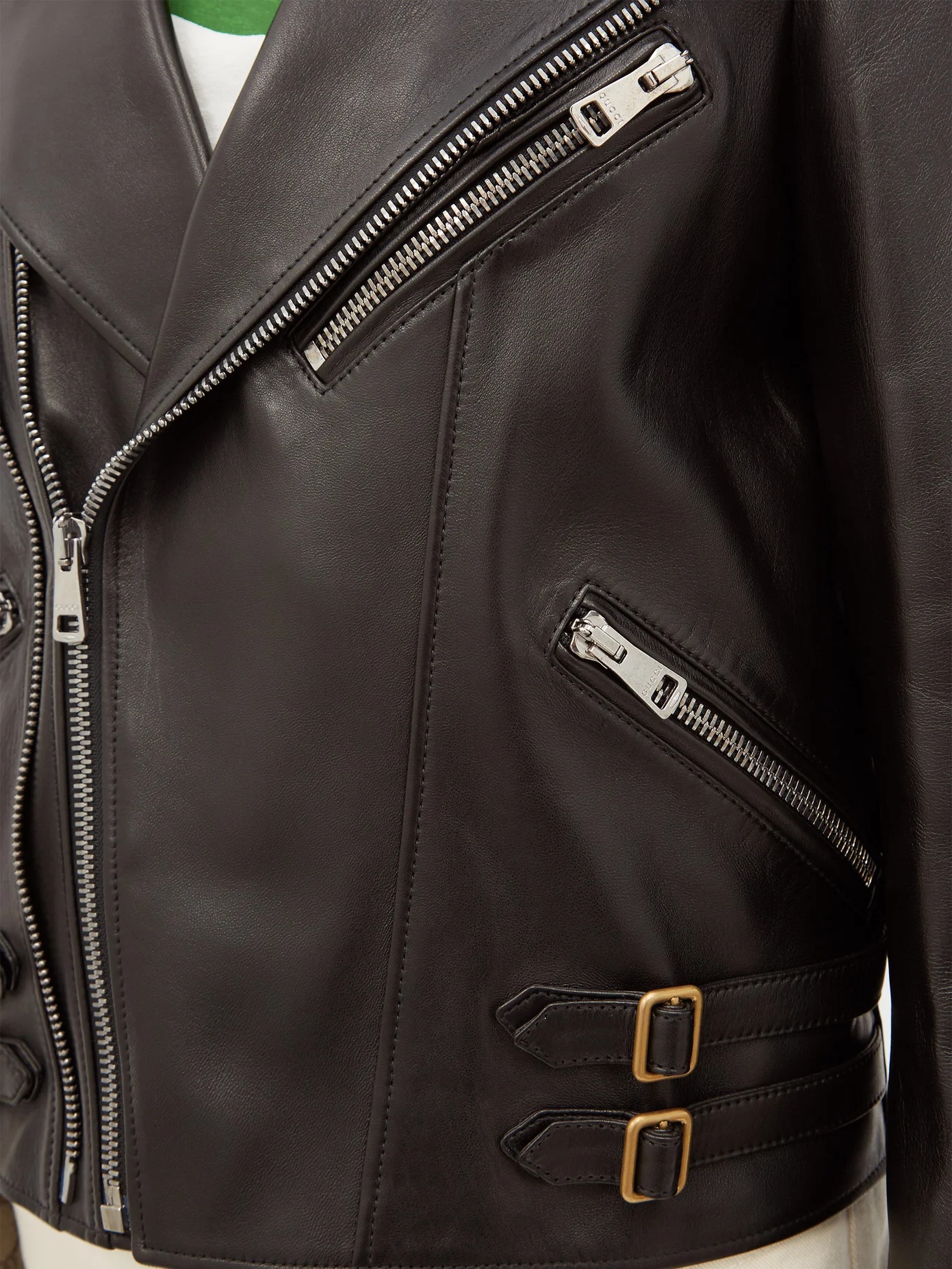 Leather biker jacket - 4