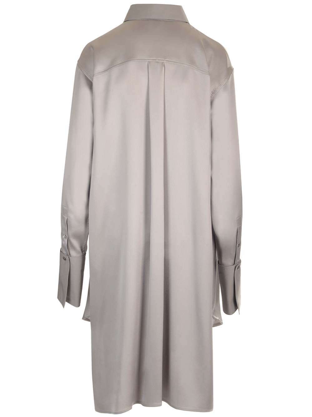 Unstructured Silk Shirtdress Dresses Grey - 2