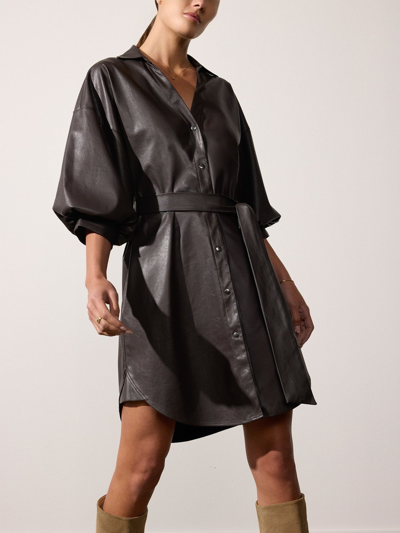 The Kate Belted Vegan Leather Dress 1