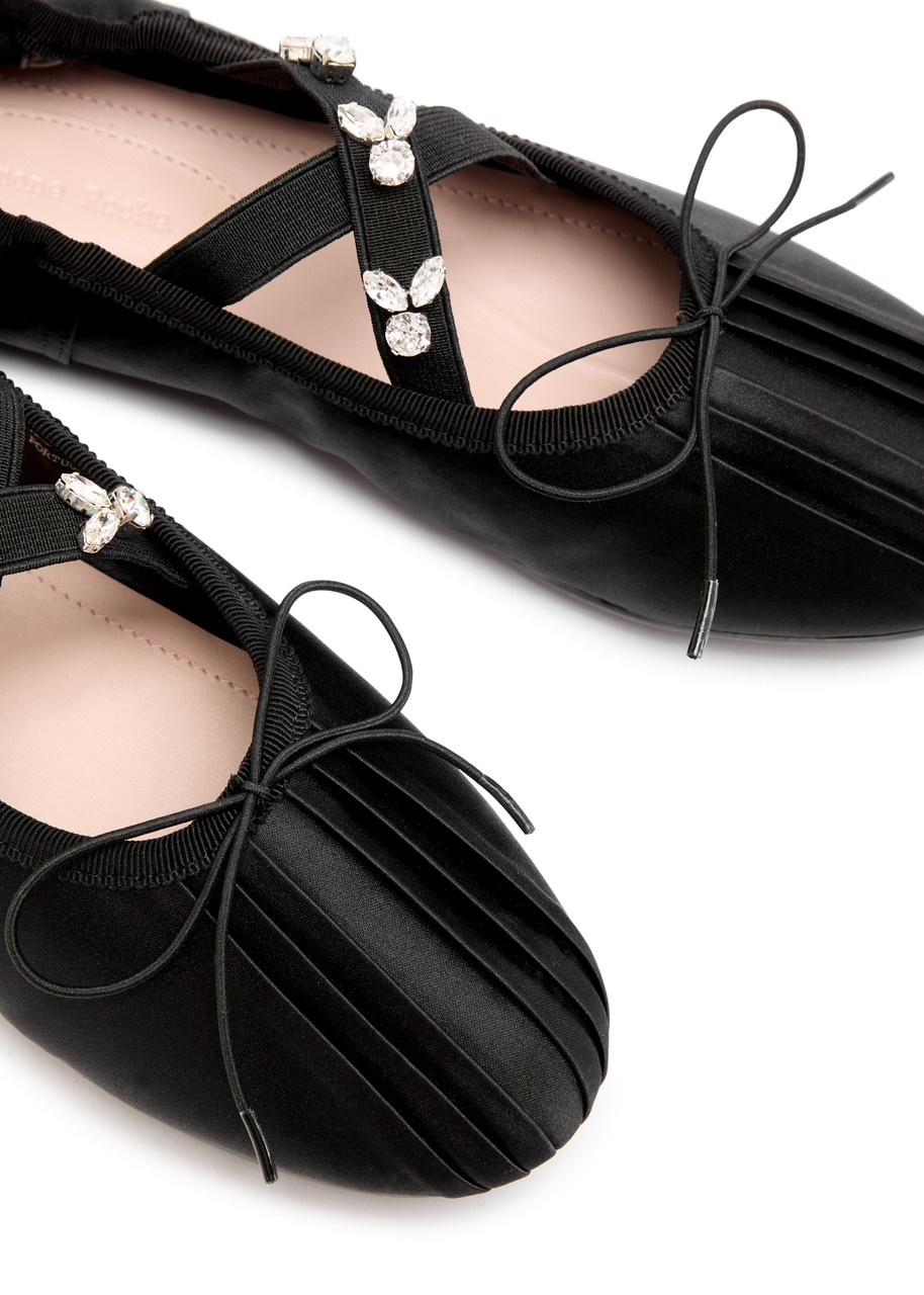 Simone Rocha Embellished Ballerina Grip Satin Flats - 3