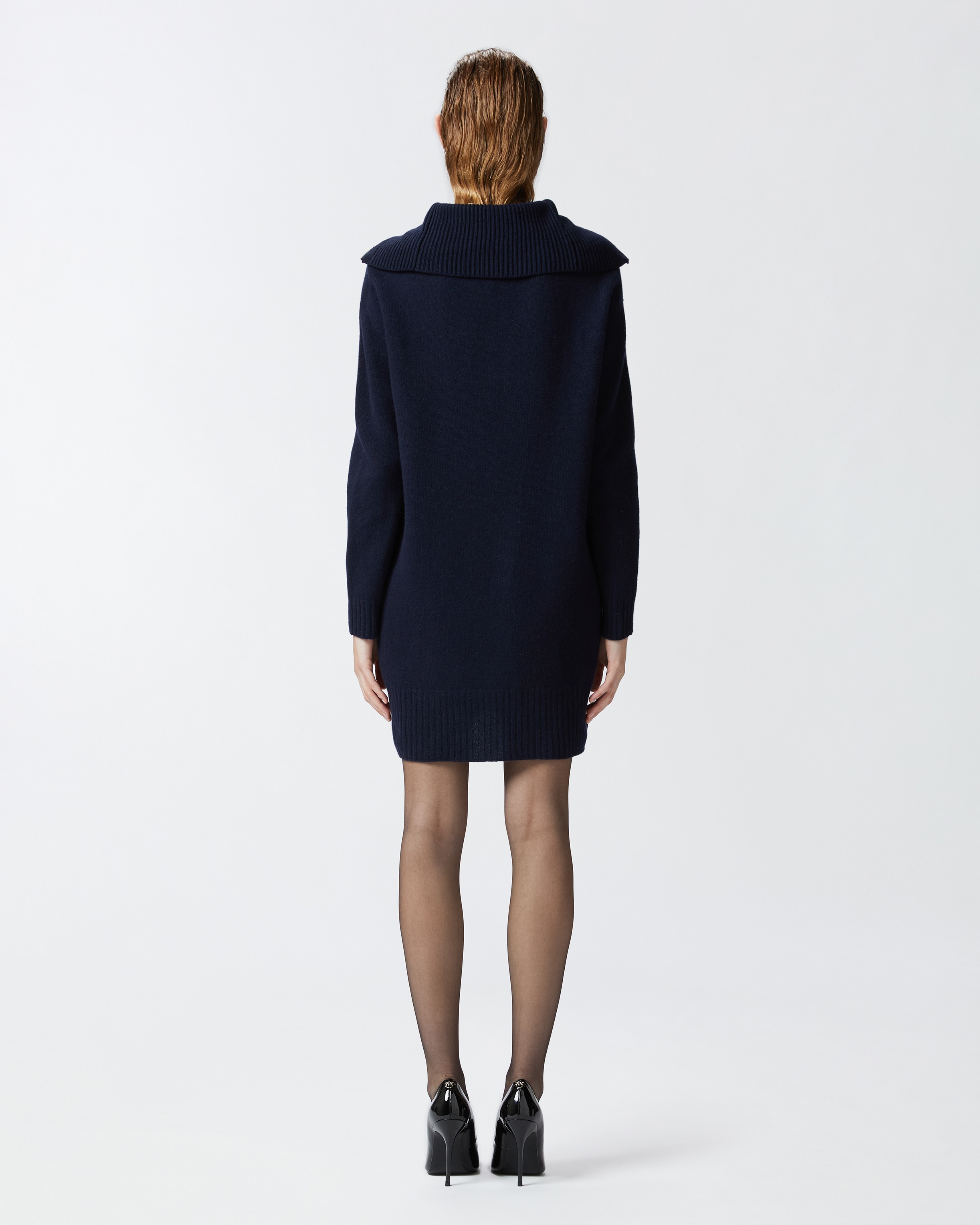 WOOL AND CASHMERE HIGH NECK MINI DRESS - 5
