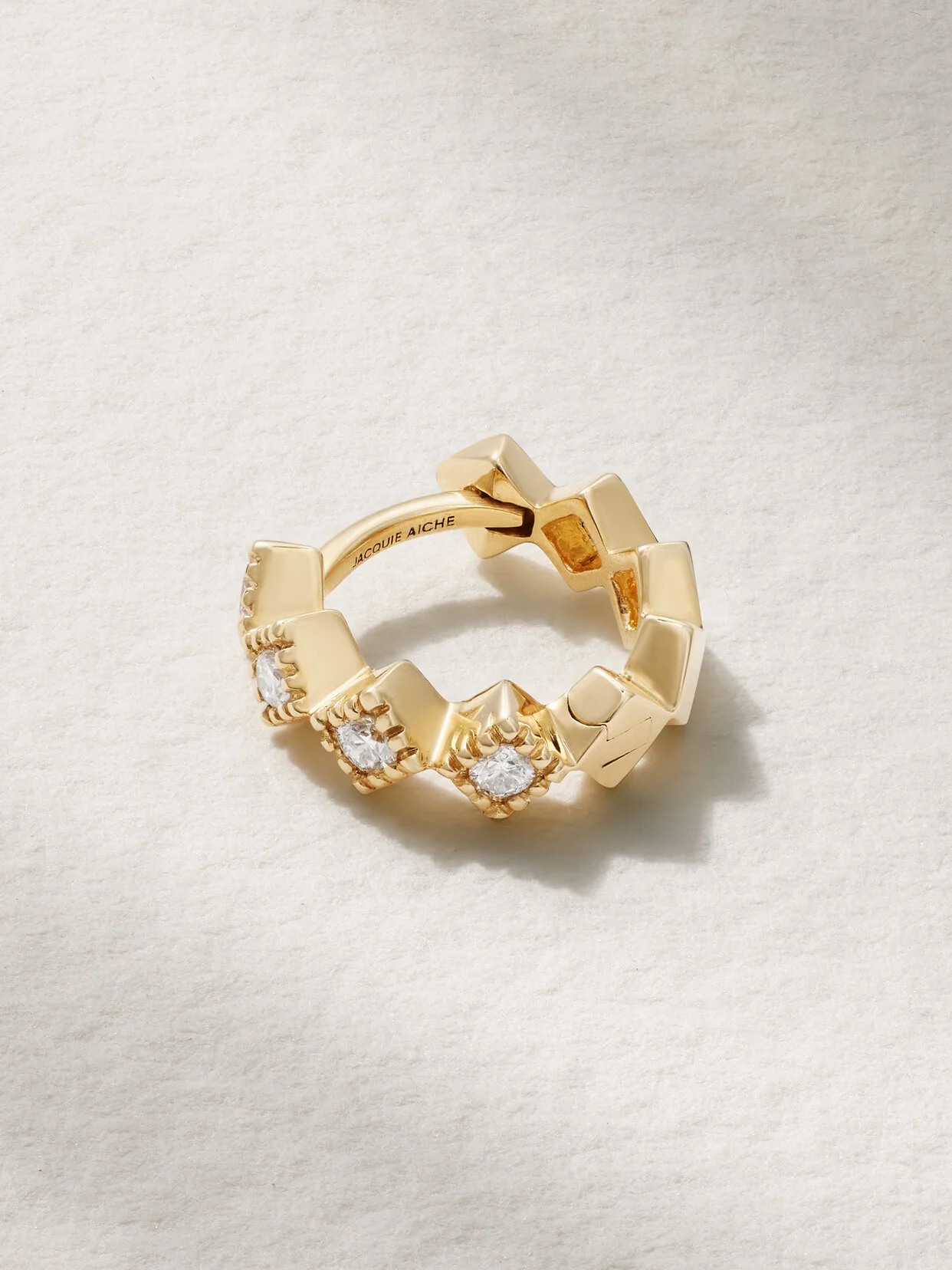 14-karat Gold Diamond Single Hoop Earring - 1