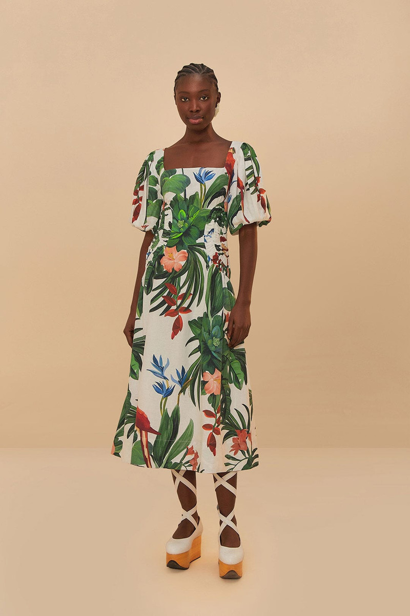 Off-White Midnight Macaw Fiesta Midi Dress 1